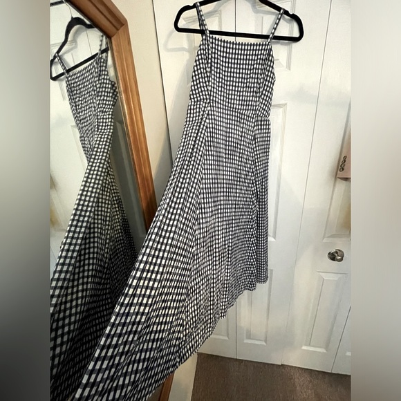 GAP Fit & Flare Midi Dress Navy Blue Gingham Size 0 - Picture 4 of 9